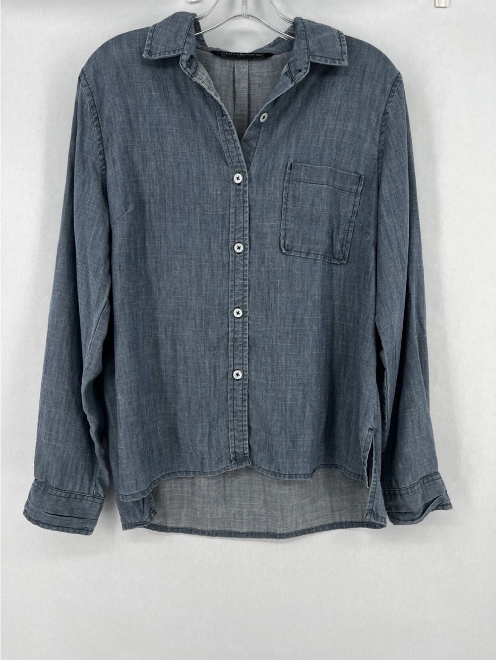 Peruvian Connection Chambray Button Down Shirt Tencel Womens XS Extra Small